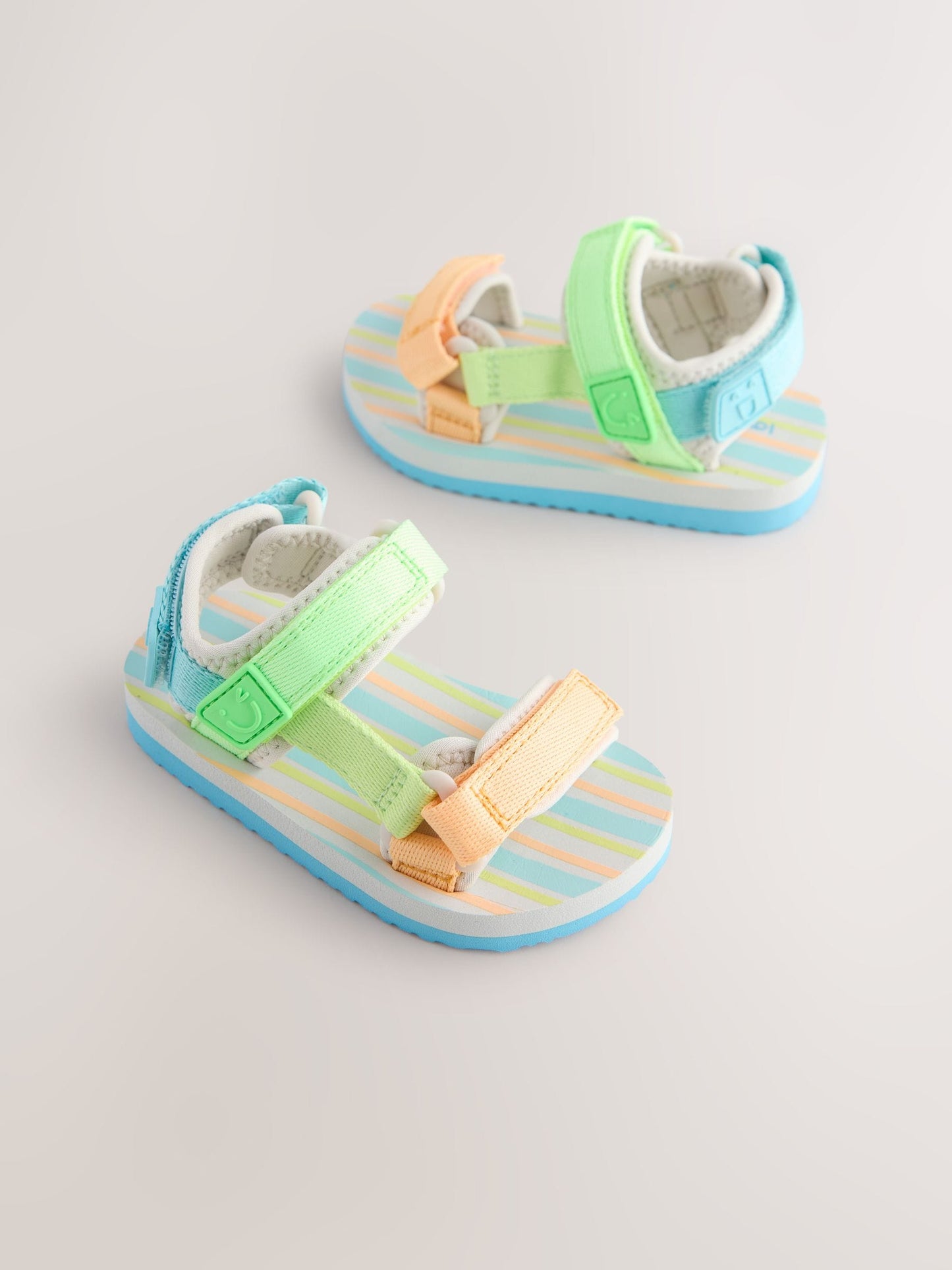 Blue/Green Bright Stripe Standard Fit (F) Touch Fastening Adjustable Strap Tape Trekker Walking Sandals image 4