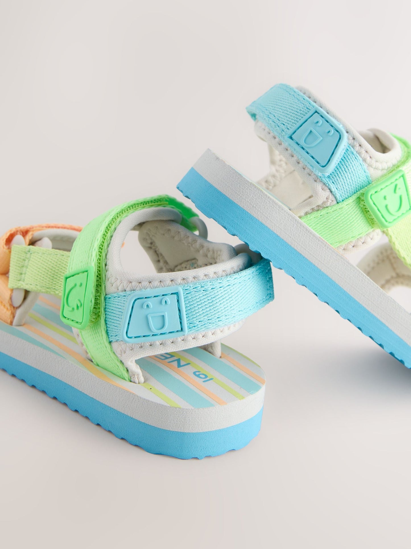 Blue/Green Bright Stripe Standard Fit (F) Touch Fastening Adjustable Strap Tape Trekker Walking Sandals image 6