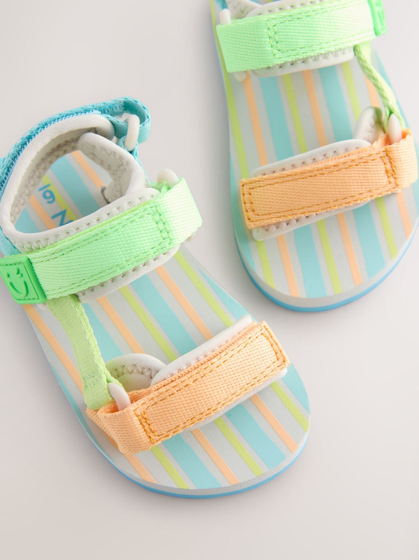 Blue/Green Bright Stripe Standard Fit (F) Touch Fastening Adjustable Strap Tape Trekker Walking Sandals image 7