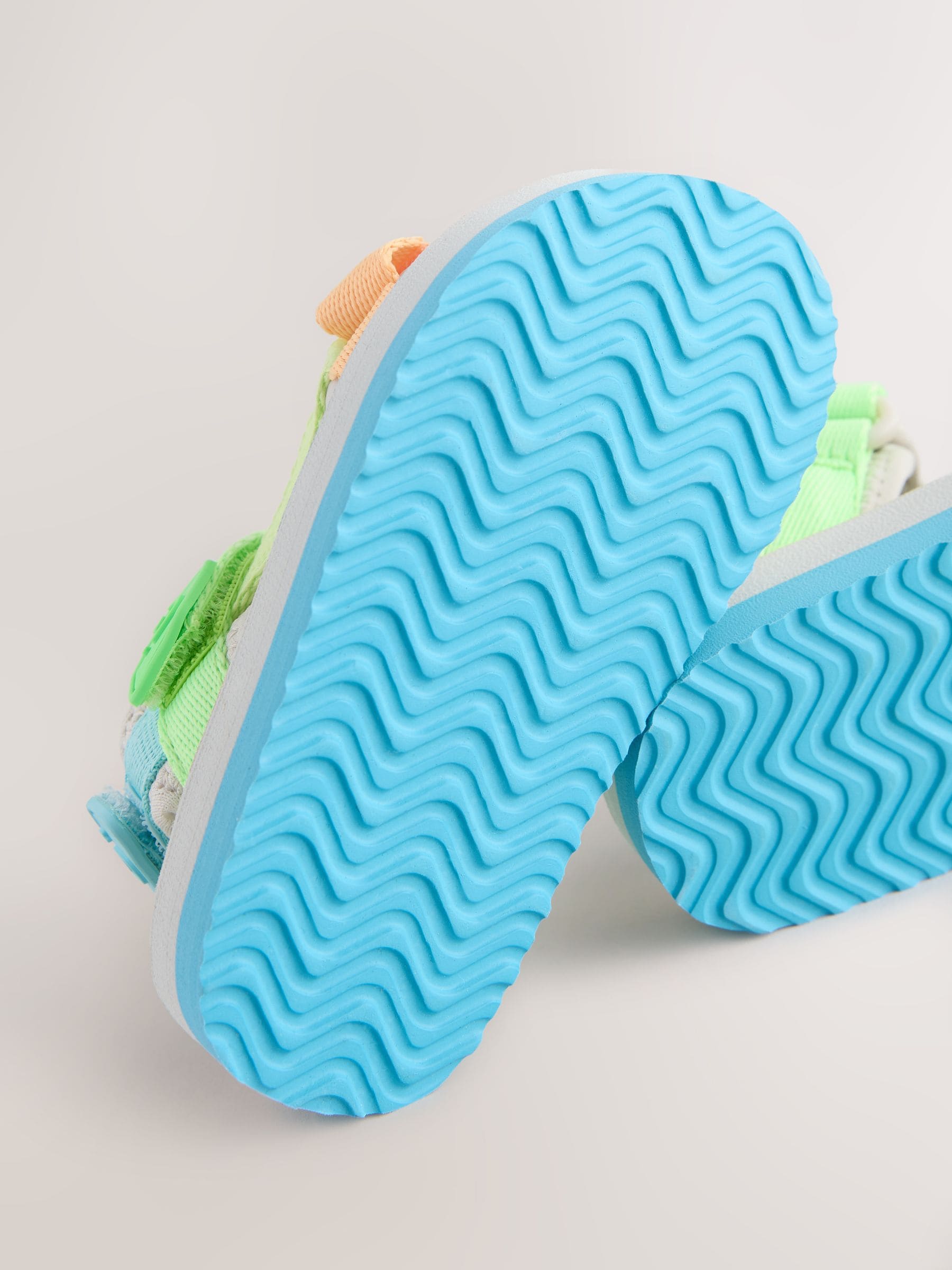 Blue/Green Bright Stripe Standard Fit (F) Touch Fastening Adjustable Strap Tape Trekker Walking Sandals image 8