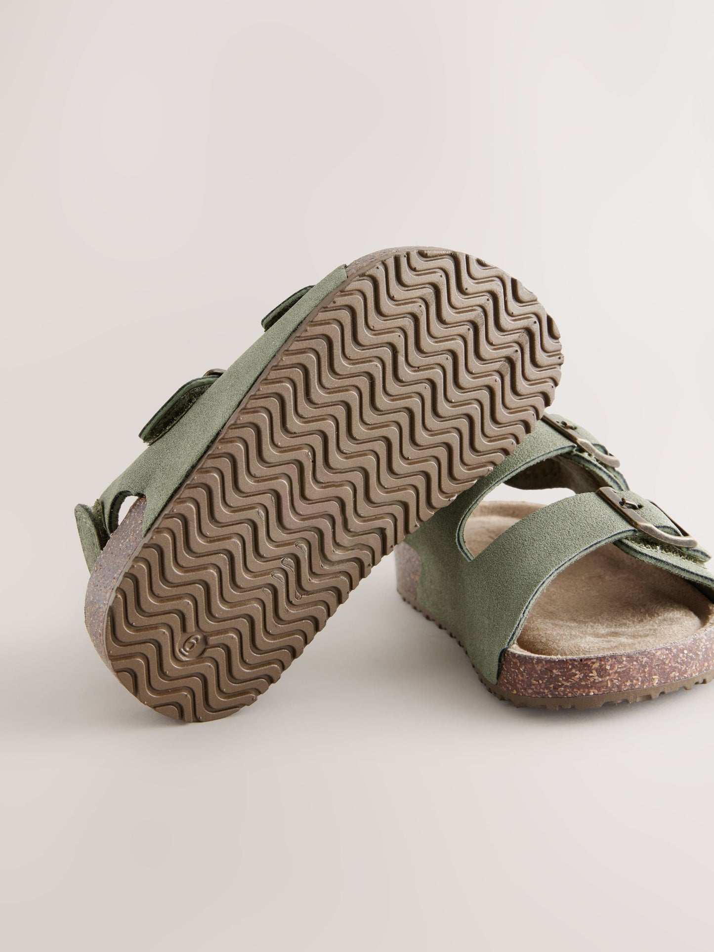 Green Standard Fit (F) Double Buckle Cushioned Footbed Sandals image 5
