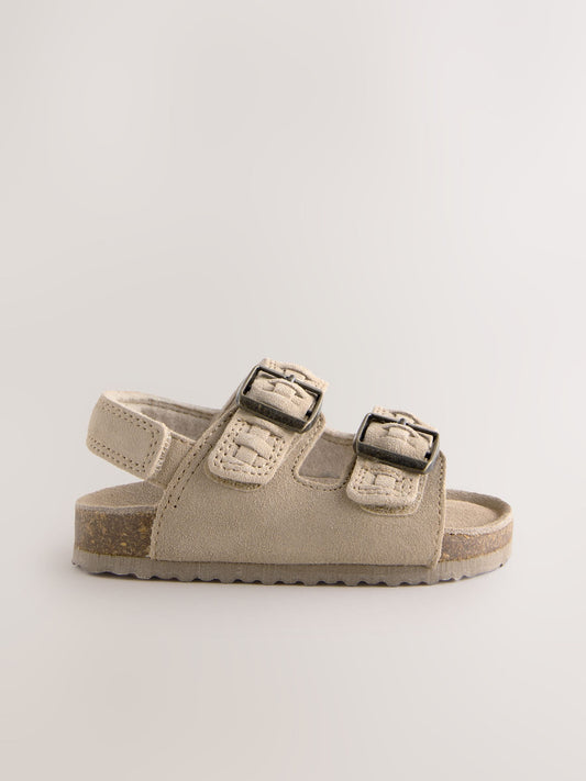 Stone Standard Fit (F) Double Buckle Leather Sandals image 2