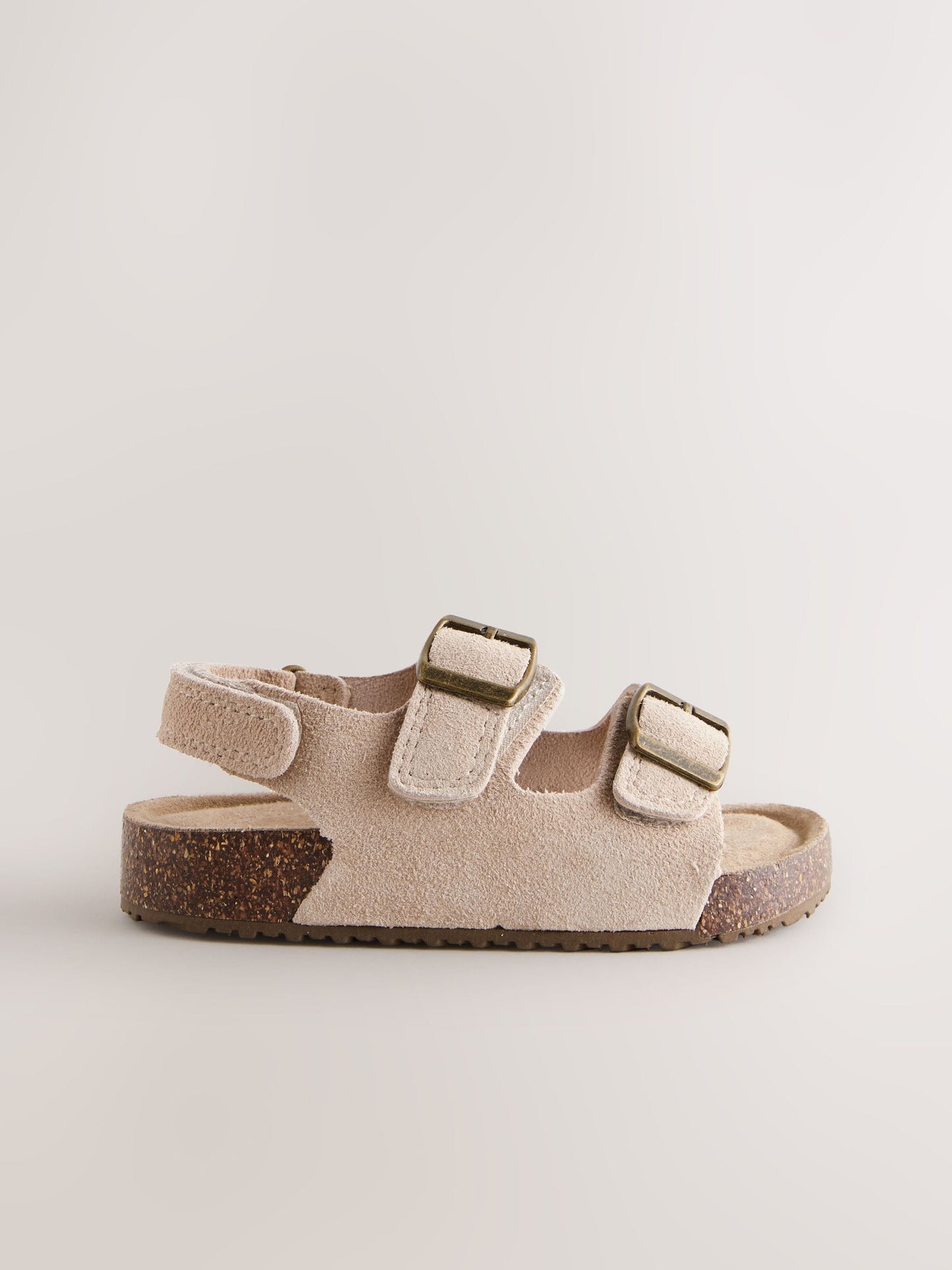 Neutral Standard Fit (F) Suede Leather Double Buckle Cushioned Footbed Sandals image 4