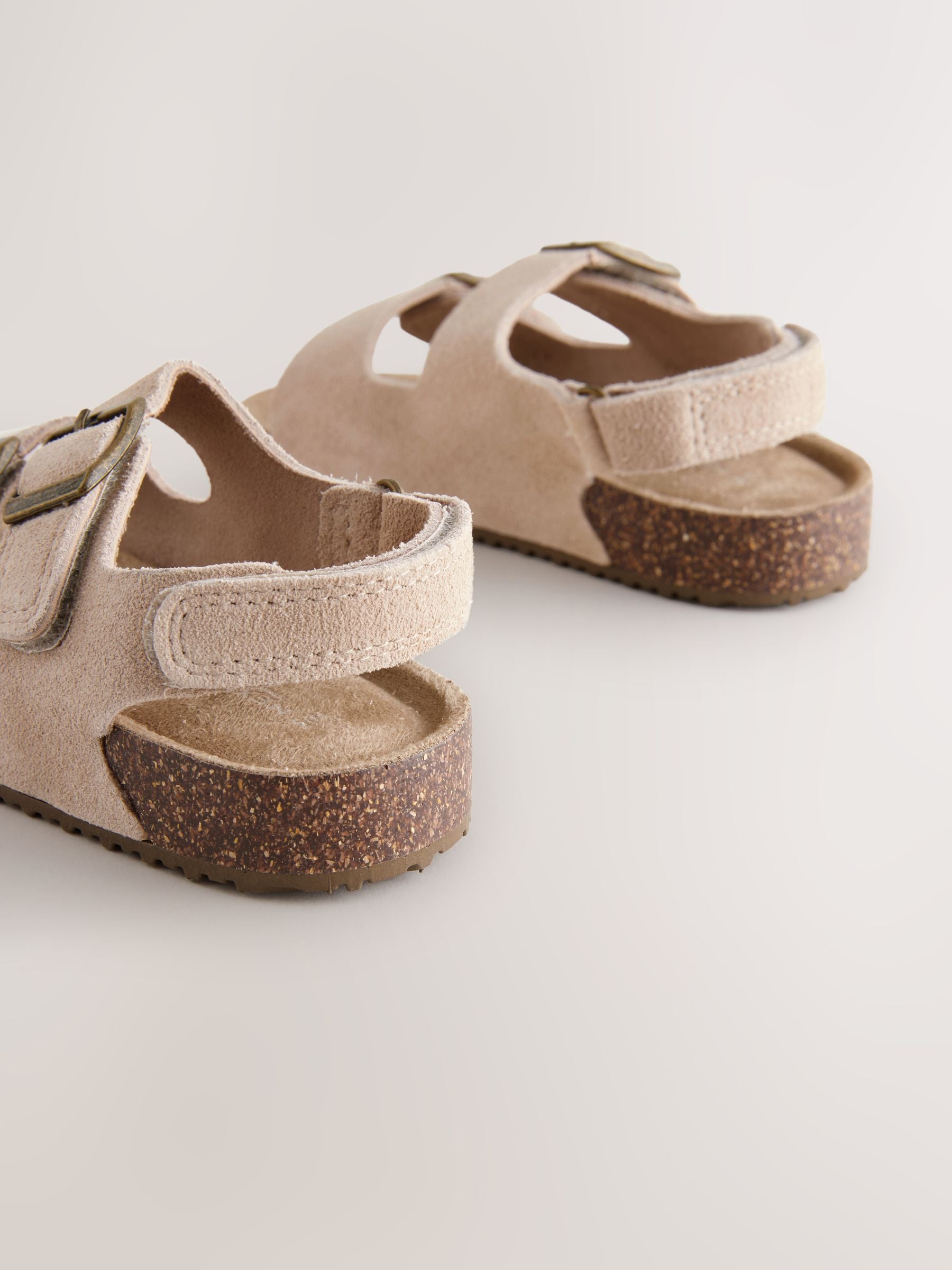Neutral Standard Fit (F) Suede Leather Double Buckle Cushioned Footbed Sandals image 6