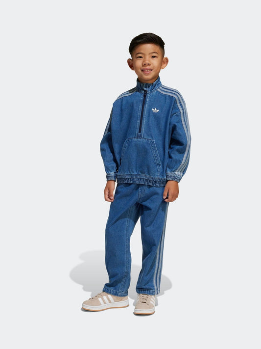 Dsiney Kidz - adidas Originals Blue Denim Zip Crew Kids Sweatshirt & Joggers Set image 1