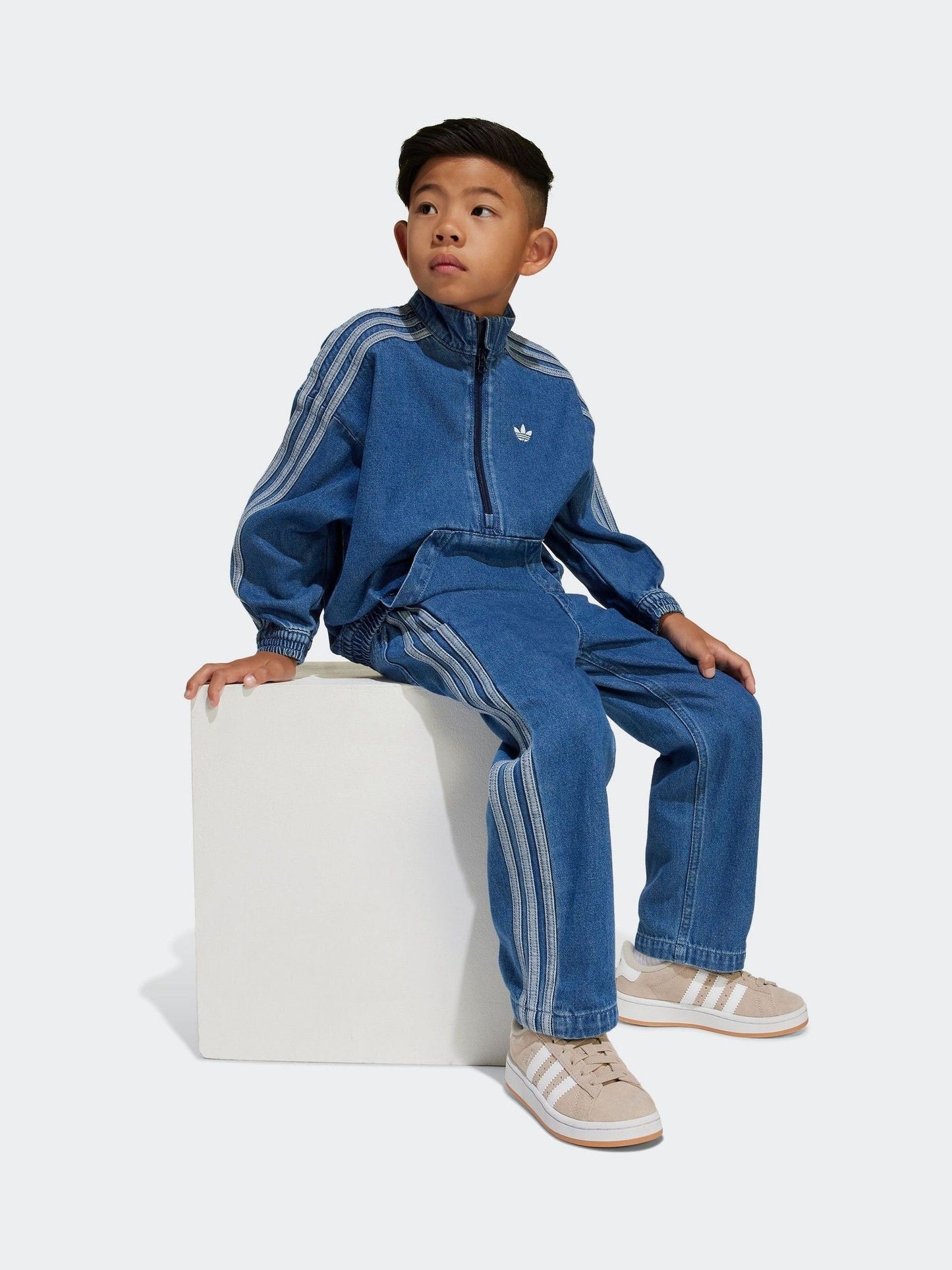 Dsiney Kidz - adidas Originals Blue Denim Zip Crew Kids Sweatshirt & Joggers Set image 3