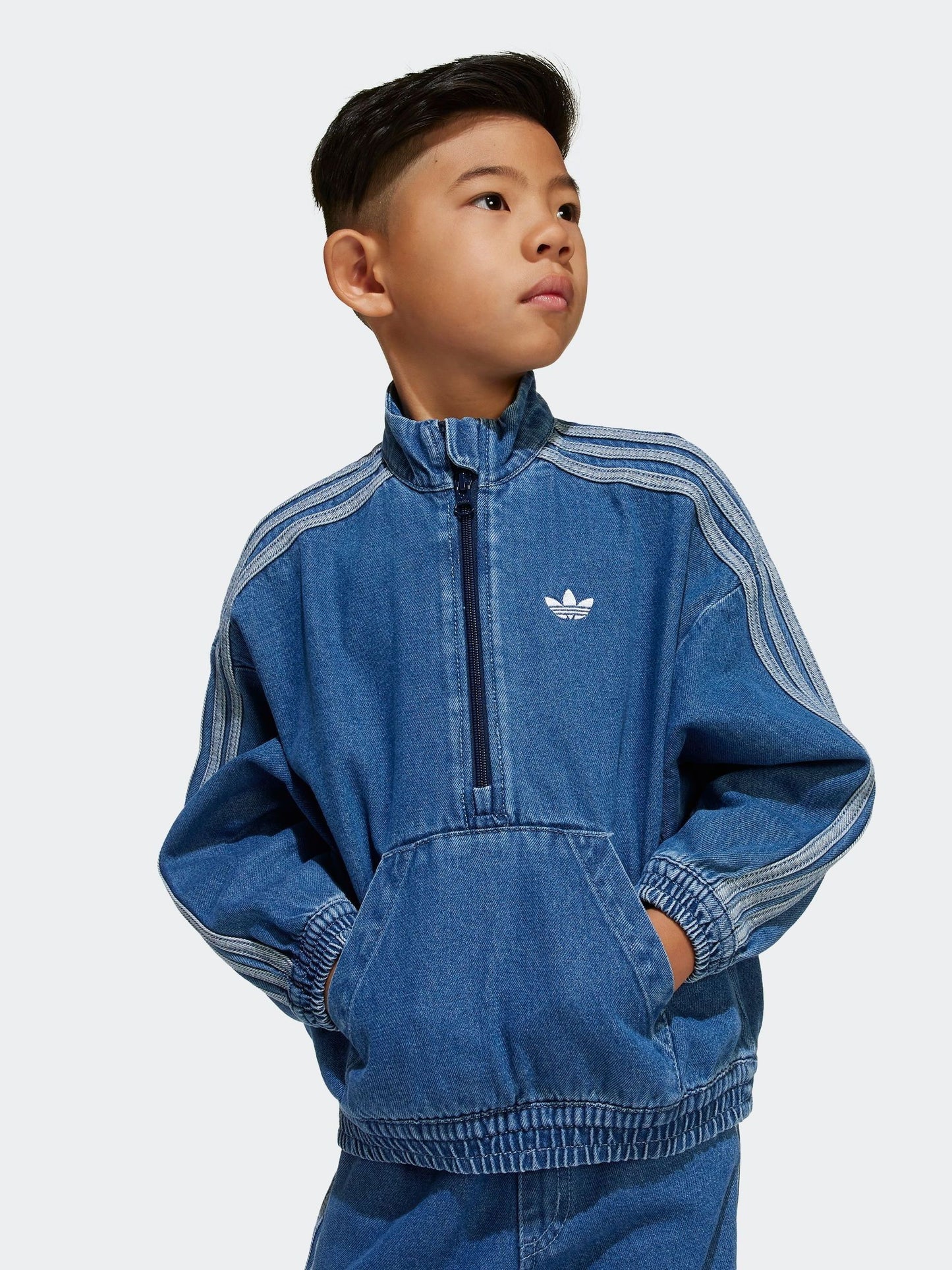 Dsiney Kidz - adidas Originals Blue Denim Zip Crew Kids Sweatshirt & Joggers Set image 4
