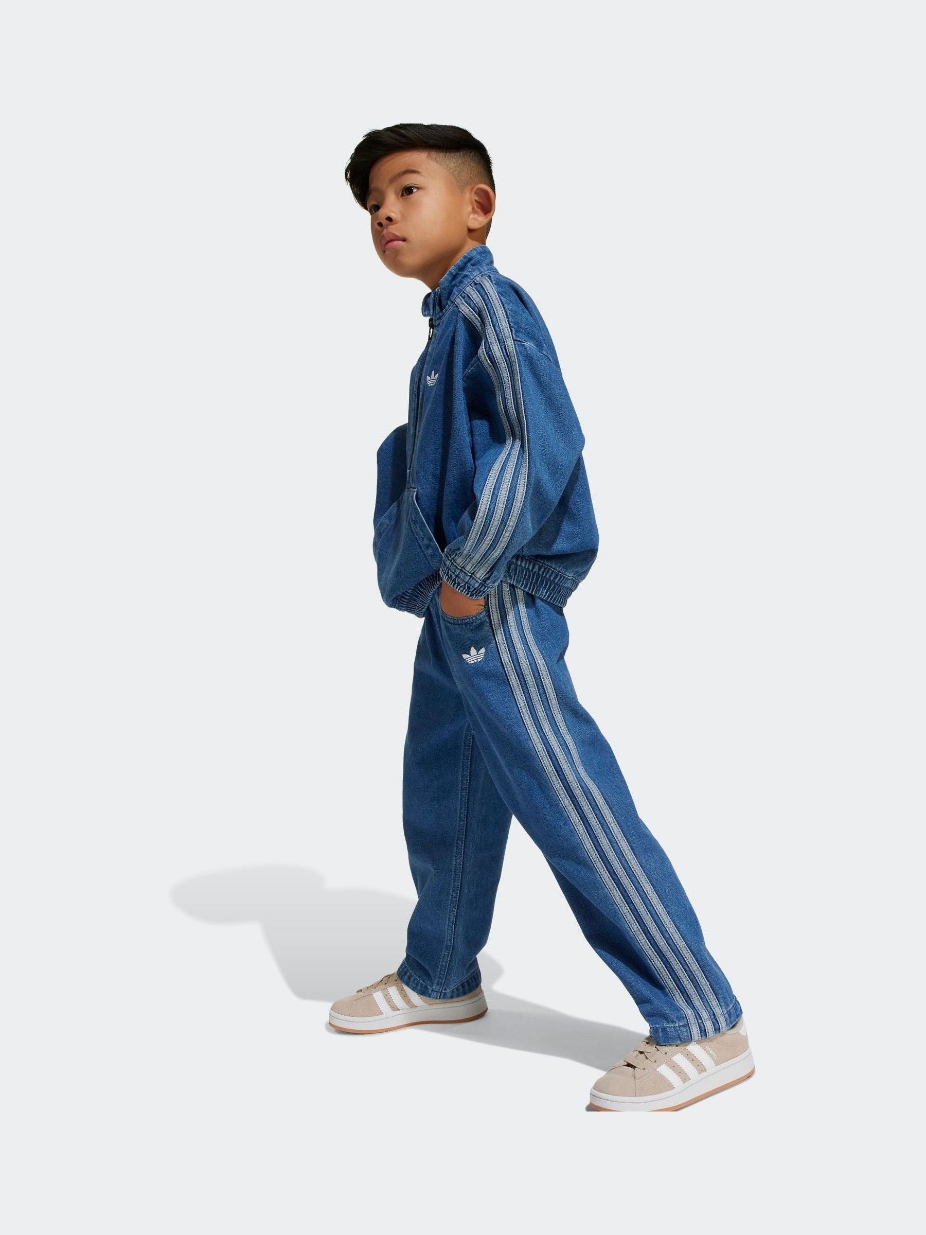 Dsiney Kidz - adidas Originals Blue Denim Zip Crew Kids Sweatshirt & Joggers Set image 5