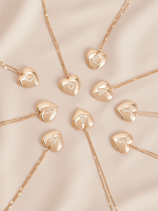 Gold Tone Initial Heart Locket Necklace image 1
