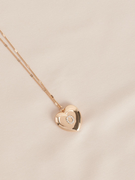 Gold Tone Initial Heart Locket Necklace image 3