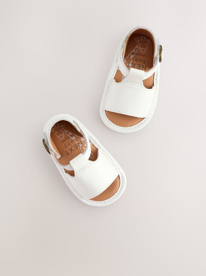 White Leather Baby Sandals (0-2mths) image 2