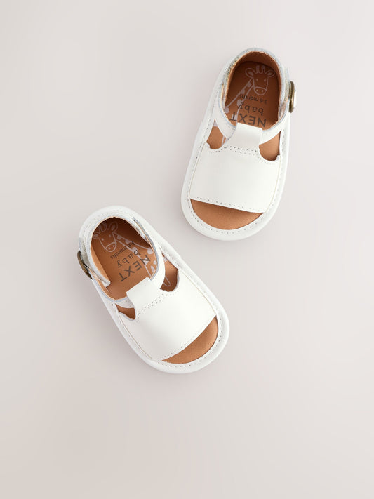 White Leather Baby Sandals (0-2mths) image 2