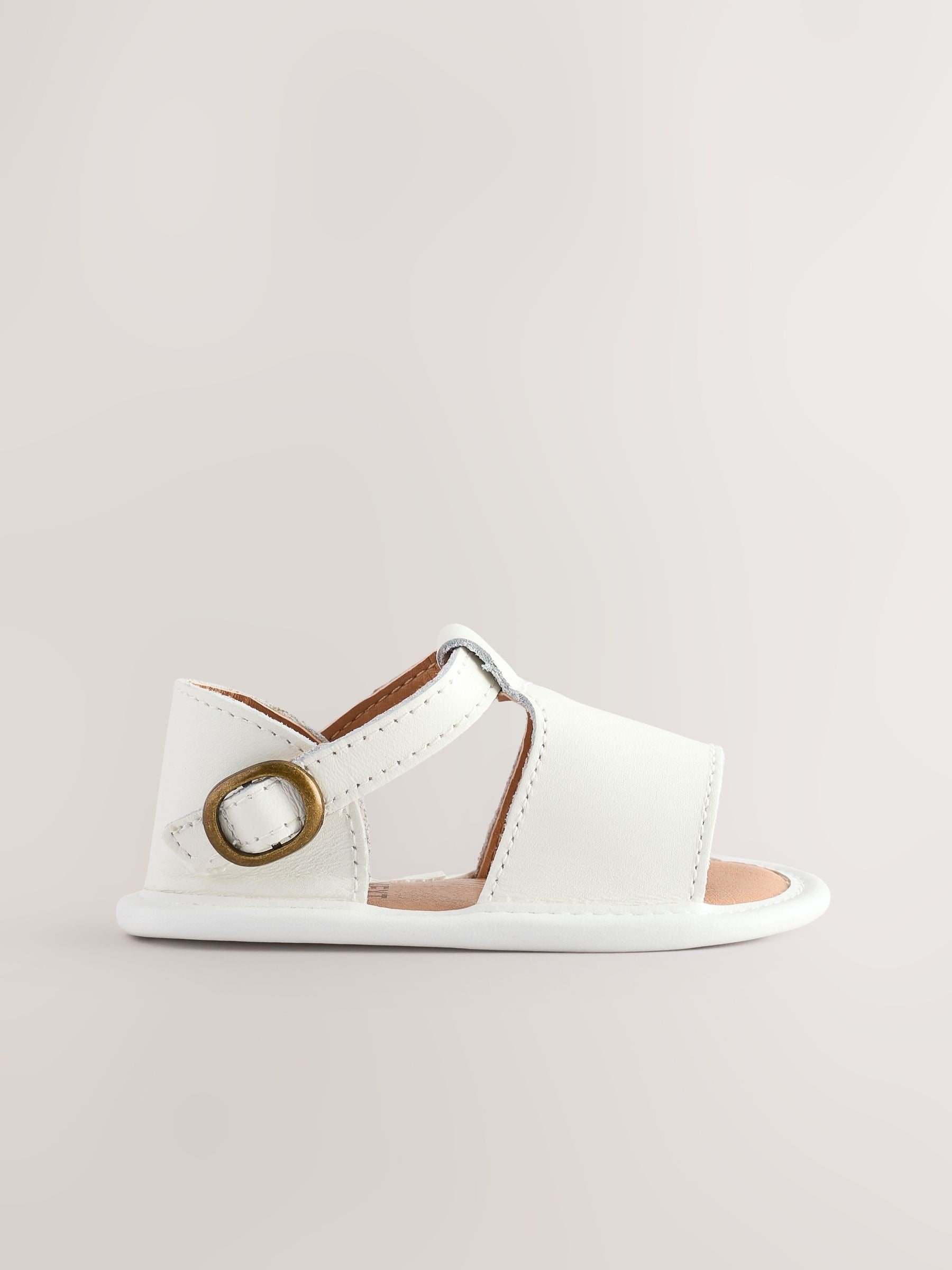 White Leather Baby Sandals (0-2mths) image 3