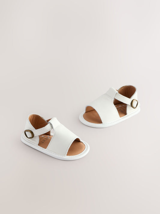 White Leather Baby Sandals (0-2mths) image 1