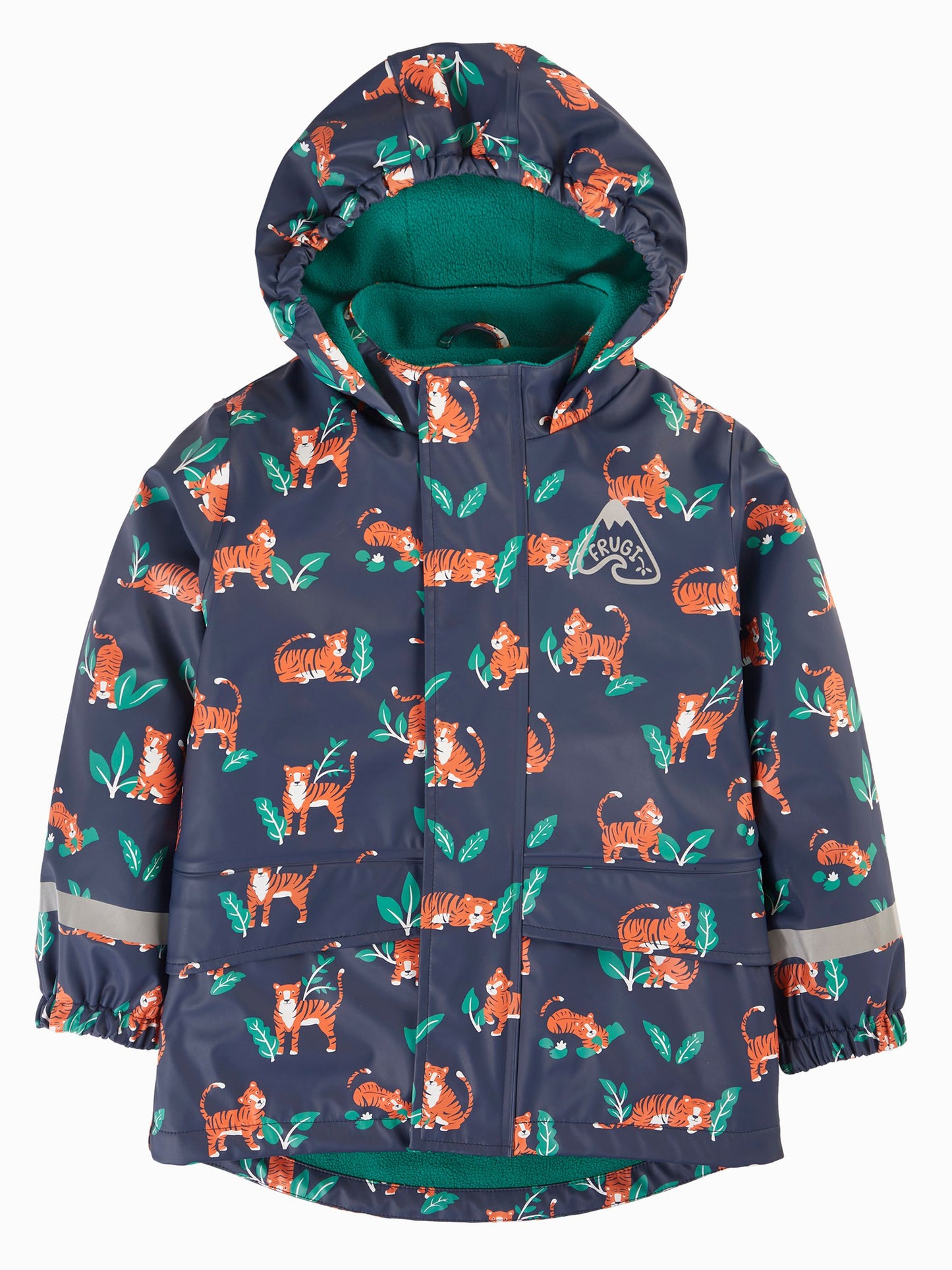 Dsiney Kidz - Frugi Orange Printed Tiger Puddle Buster Waterproof Coat image 3