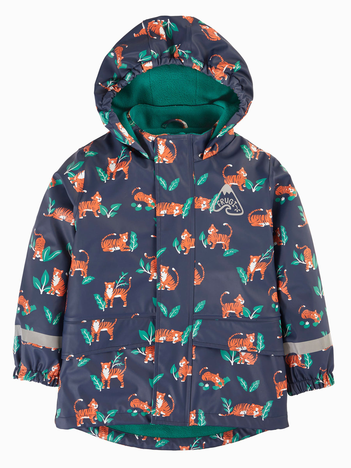 Dsiney Kidz - Frugi Orange Printed Tiger Puddle Buster Waterproof Coat image 3