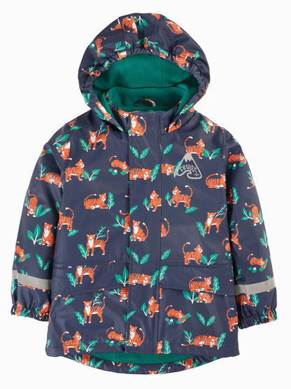 Dsiney Kidz - Frugi Orange Printed Tiger Puddle Buster Waterproof Coat image 3