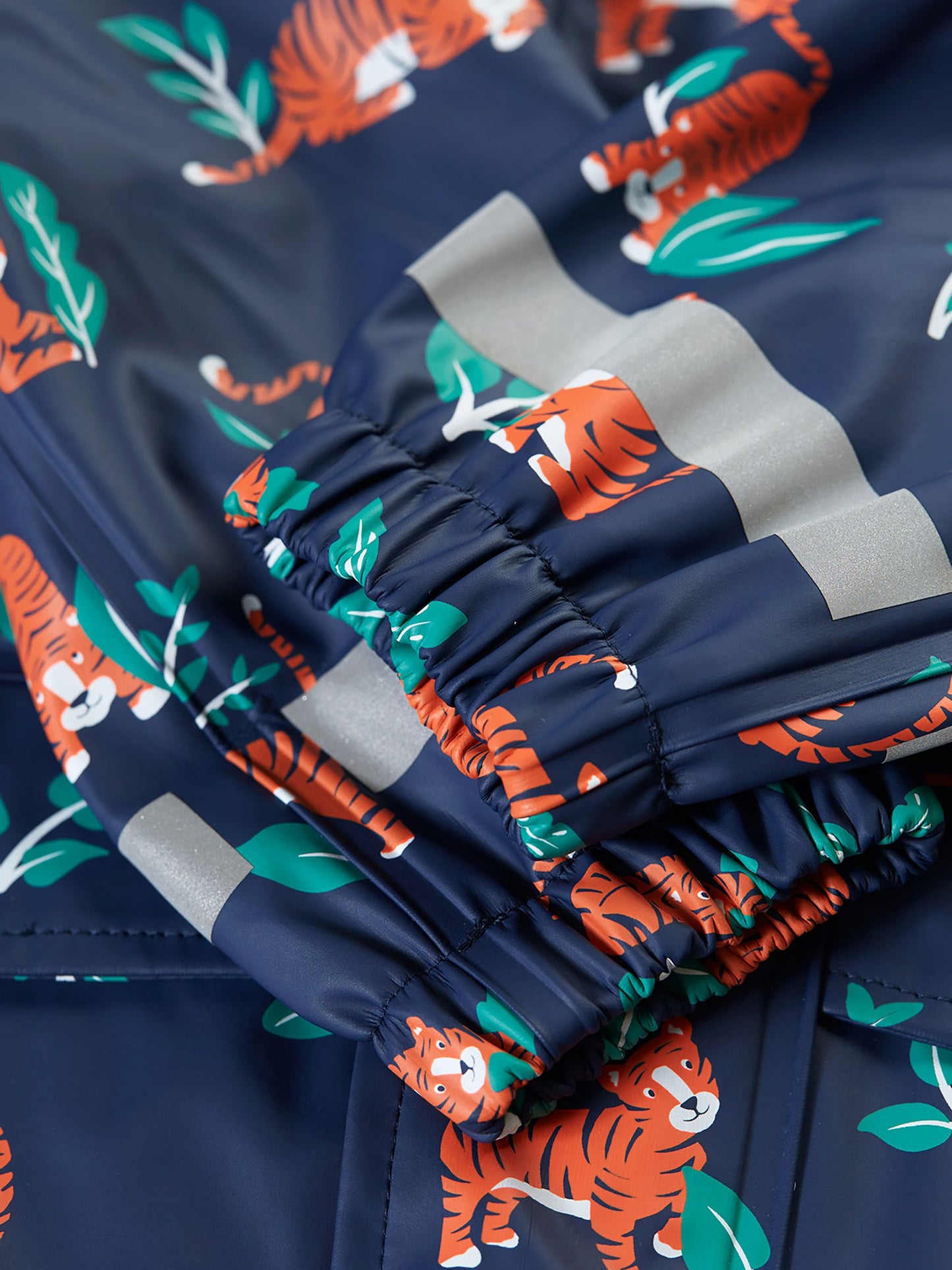 Dsiney Kidz - Frugi Orange Printed Tiger Puddle Buster Waterproof Coat image 7