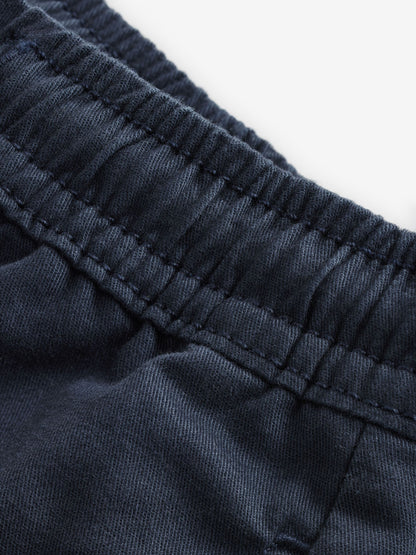 Navy Wide Leg 100% Cotton Chino Trousers with Elasticated Waist (3mths-7yrs) image 7