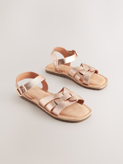 Rose Gold Standard Fit (F) Leather Woven Sandals image 2