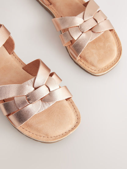 Rose Gold Standard Fit (F) Leather Woven Sandals image 4