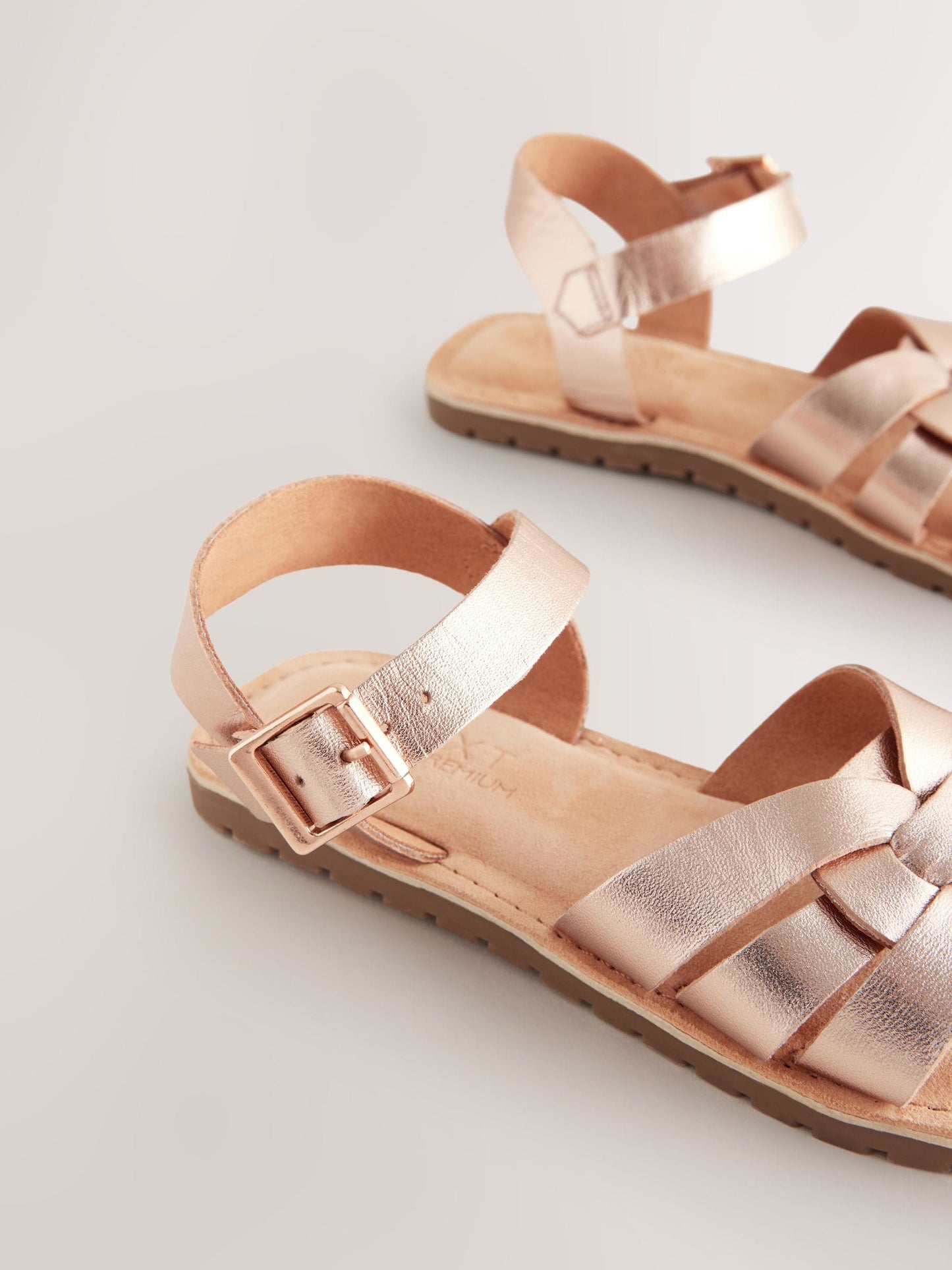 Rose Gold Standard Fit (F) Leather Woven Sandals image 5