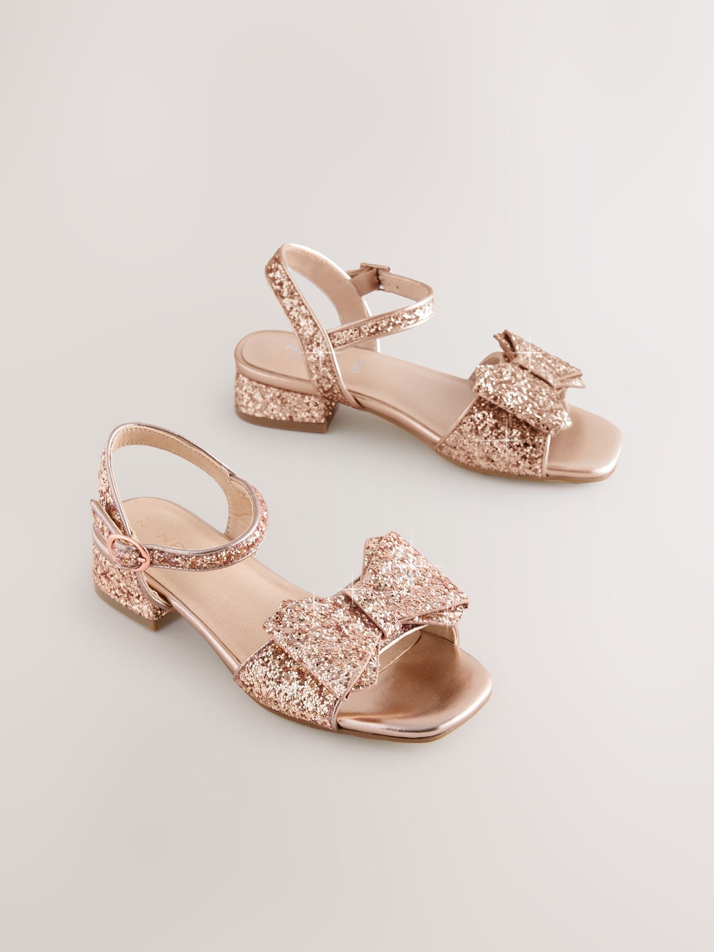 Rose Gold Glitter Bow Heeled Sandals image 1