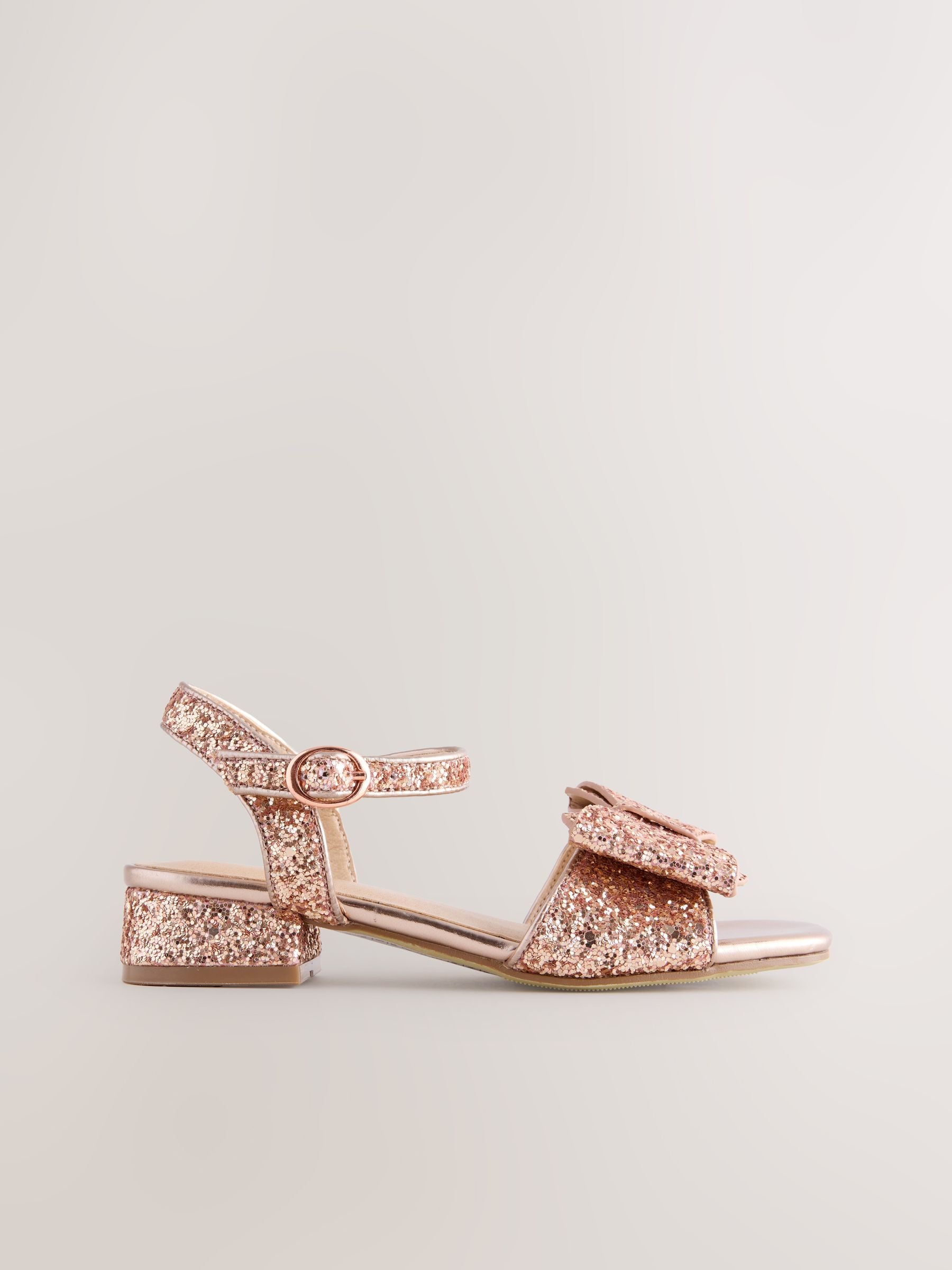 Rose Gold Glitter Bow Heeled Sandals image 2