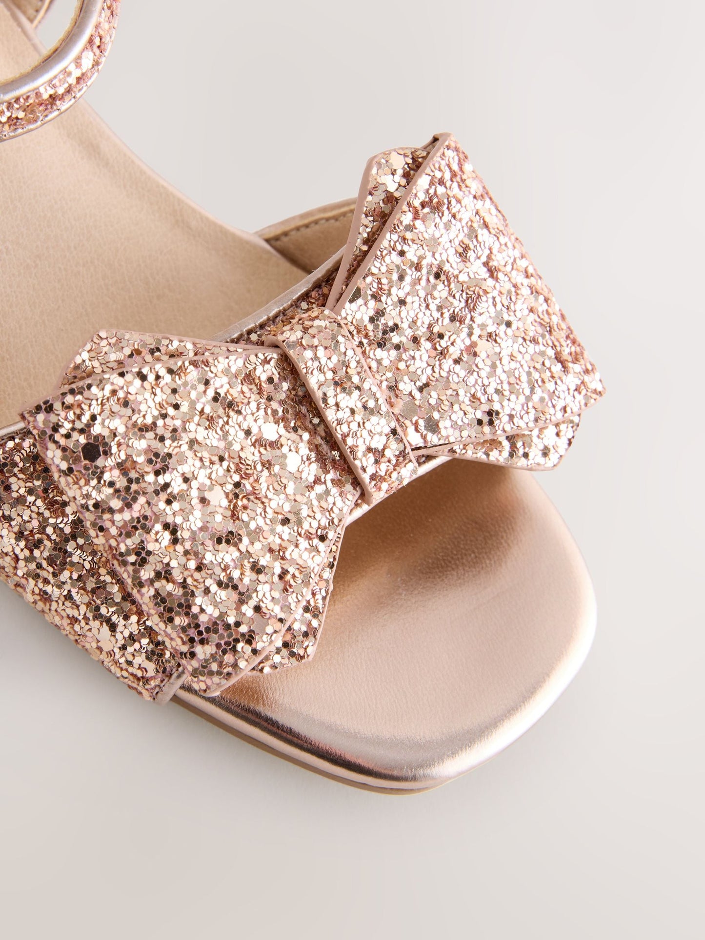 Rose Gold Glitter Bow Heeled Sandals image 3