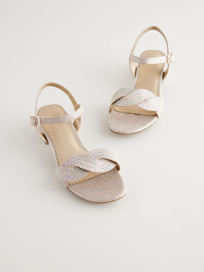 Ivory Glitter Heeled Sandals image 1