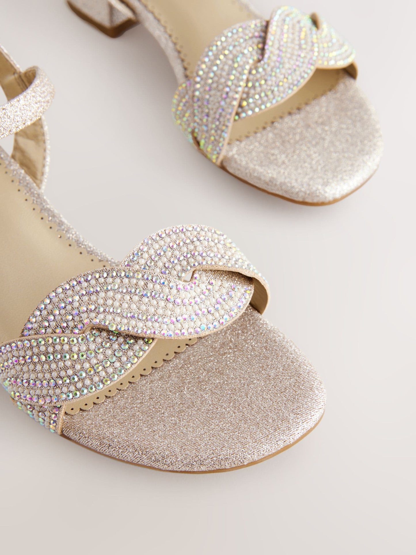 Ivory Glitter Heeled Sandals image 4