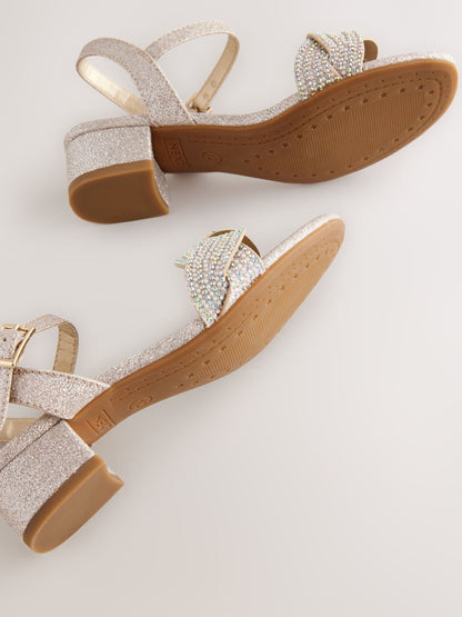 Ivory Glitter Heeled Sandals image 5