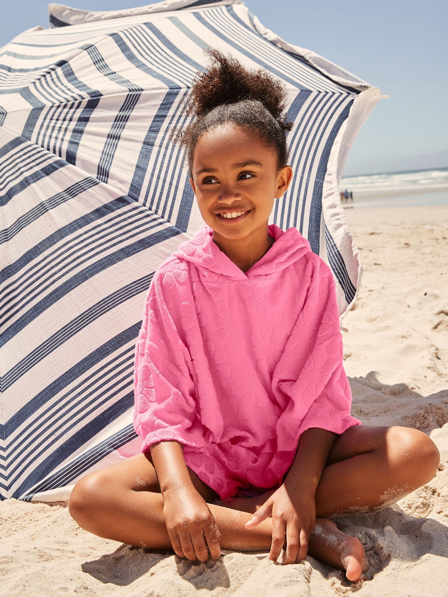 Pink Flower Towelling Beach Co-Ord Hoodie And Shorts Set (3-16yrs)