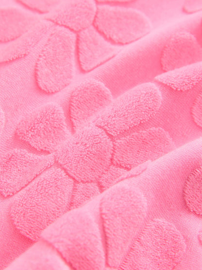 Pink Flower Towelling Beach Co-Ord Hoodie And Shorts Set (3-16yrs)