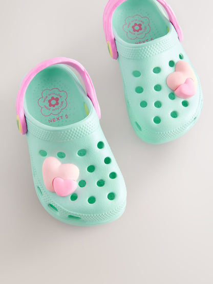 Turquoise Blue Heart Character Clogs image 3
