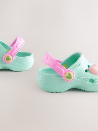 Turquoise Blue Heart Character Clogs image 4