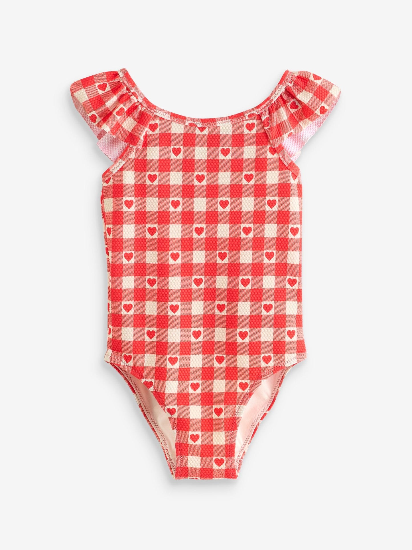 Red Gingham Heart Frill Shoulder Swimsuit (3mths-7yrs) image 7
