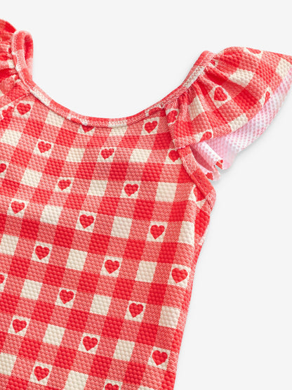 Red Gingham Heart Frill Shoulder Swimsuit (3mths-7yrs) image 9