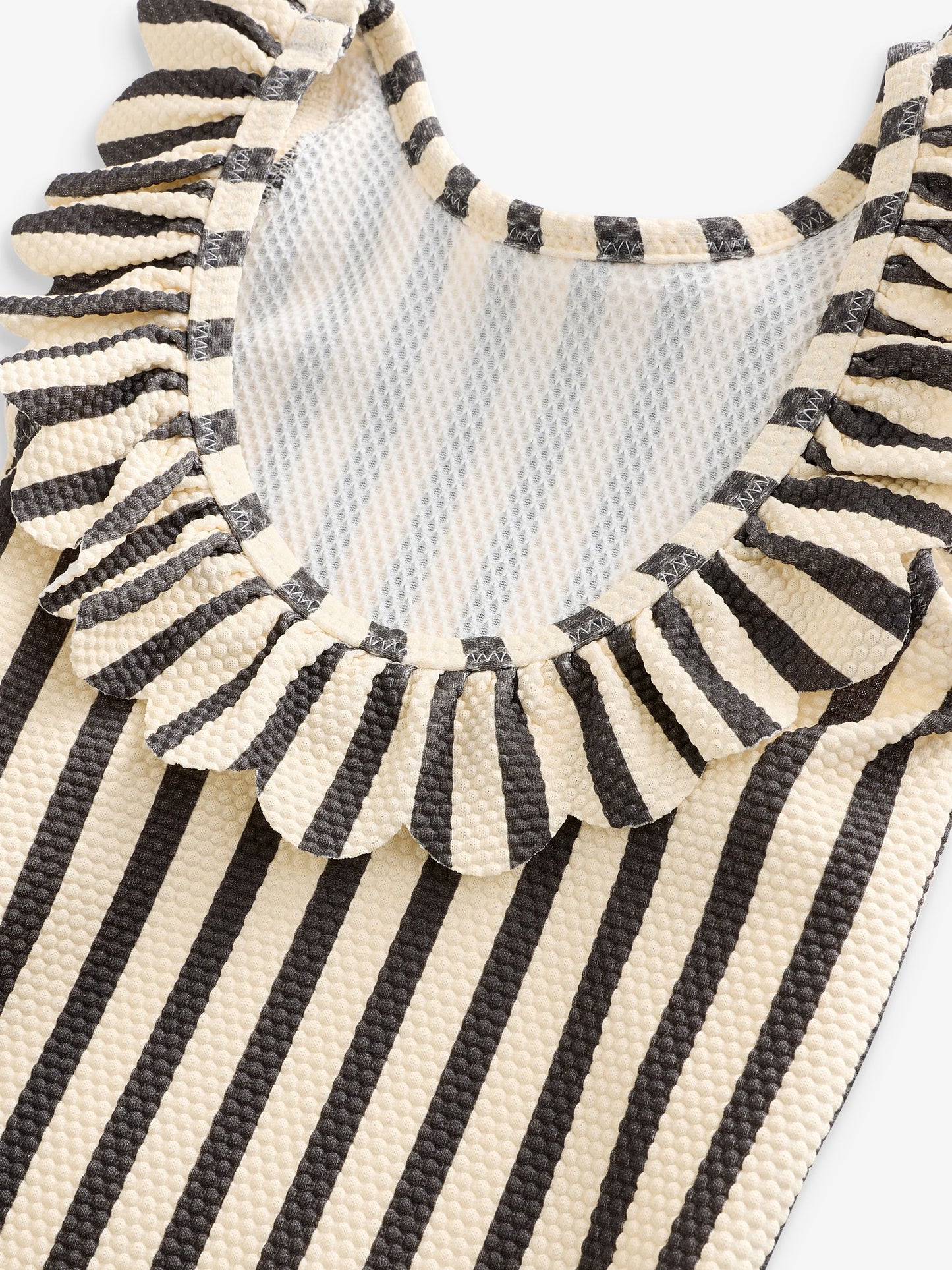 Black/White Stripe Frill Neck Swimsuit (3mths-7yrs) image 3