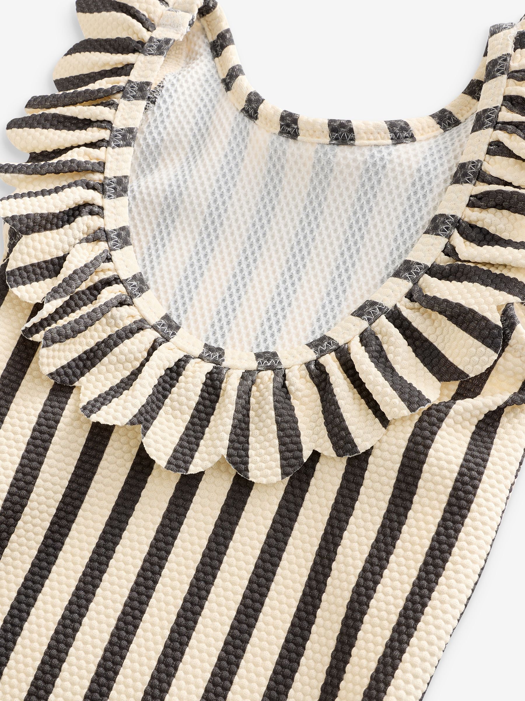 Black/White Stripe Frill Neck Swimsuit (3mths-7yrs) image 3