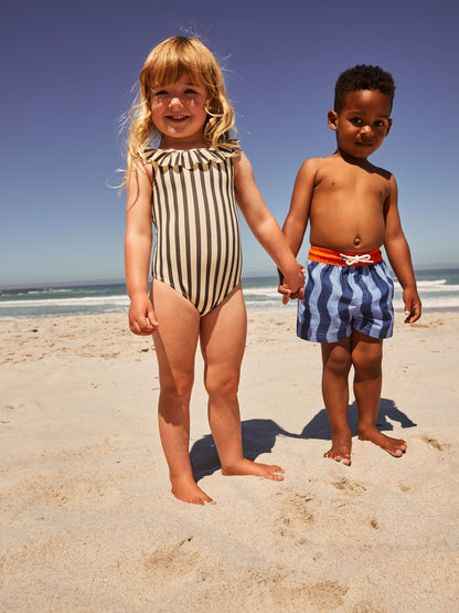 Black/White Stripe Frill Neck Swimsuit (3mths-7yrs) image 6