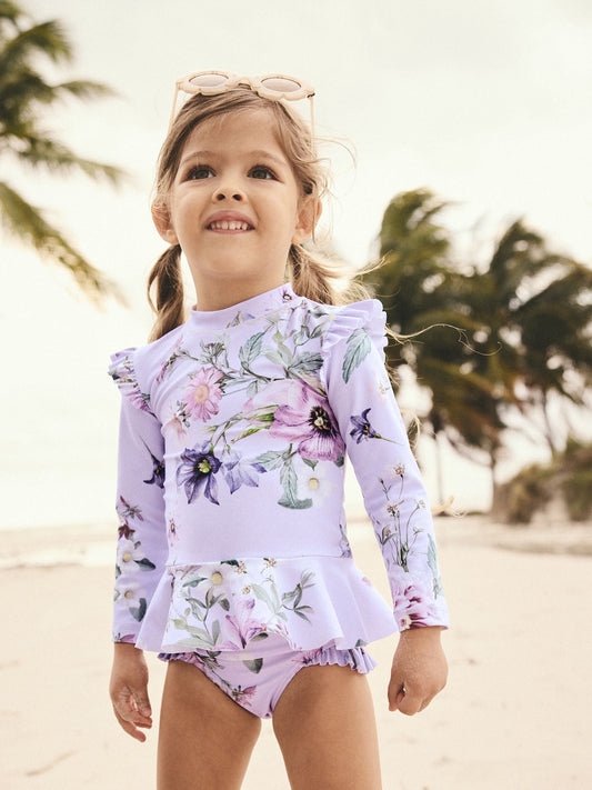 Lilac Purple Floral Sunsafe Swim Set (3mths-7yrs) image 1