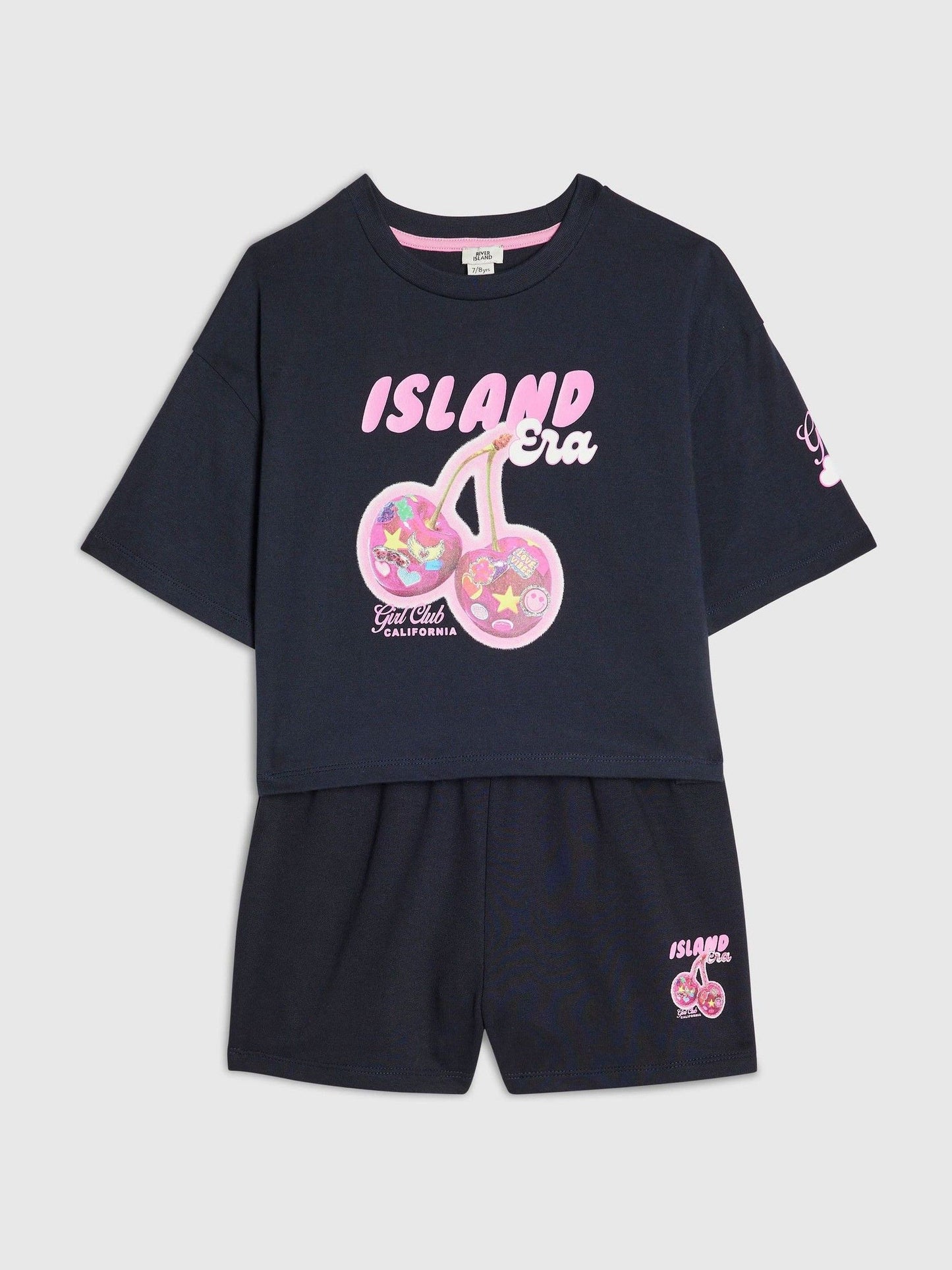 Dsiney Kidz - River Island Blue Island Era Cherry T-Shirt & Short Set image 3