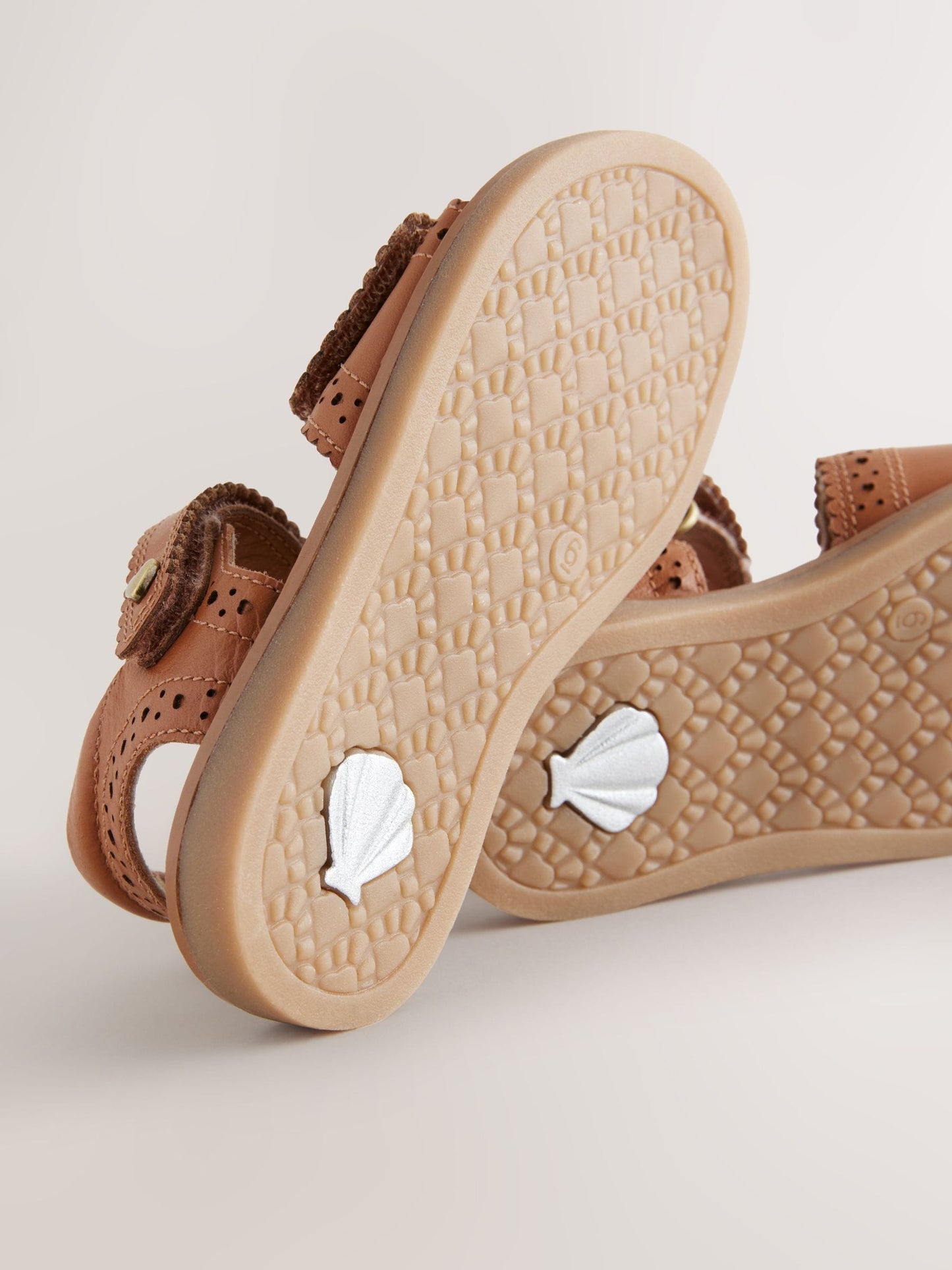 Tan Brown Leather Brogue Touch Fastening Sandals image 8