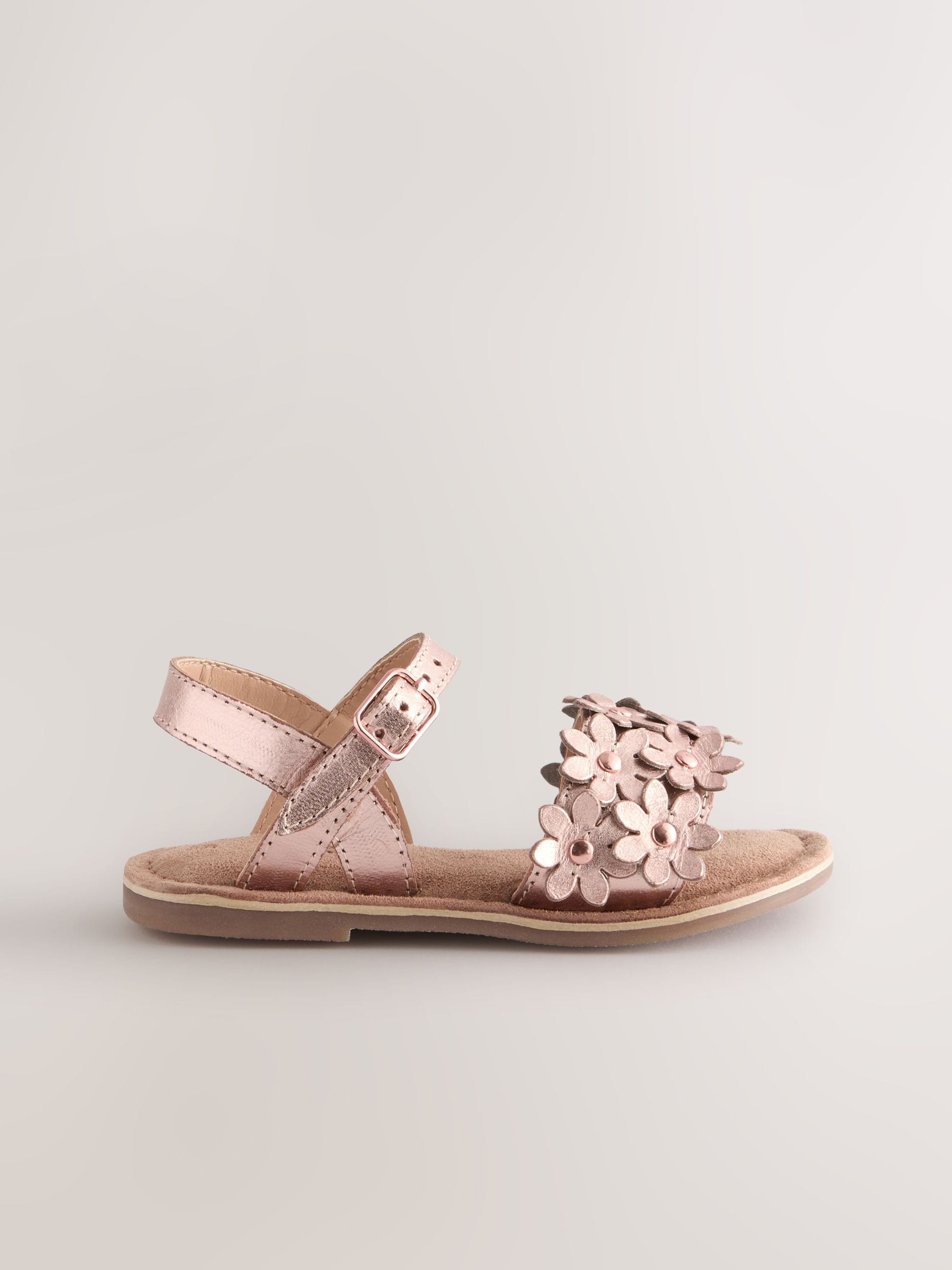 Pink/Tan Leather Flower Sandals image 2