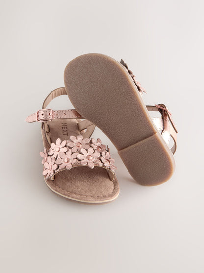 Pink/Tan Leather Flower Sandals image 3