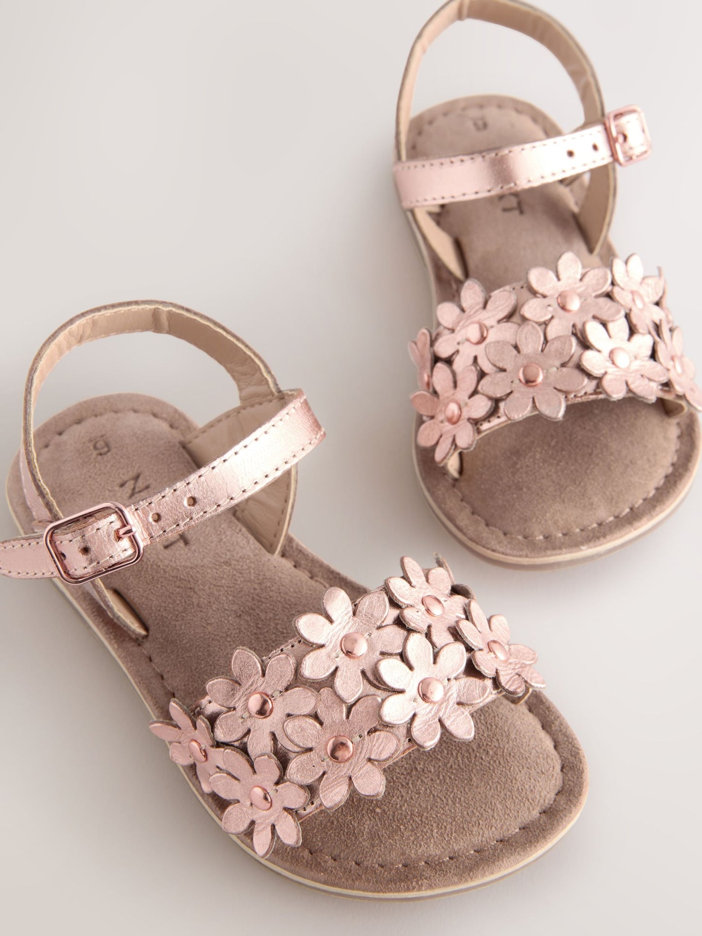 Pink/Tan Leather Flower Sandals image 4