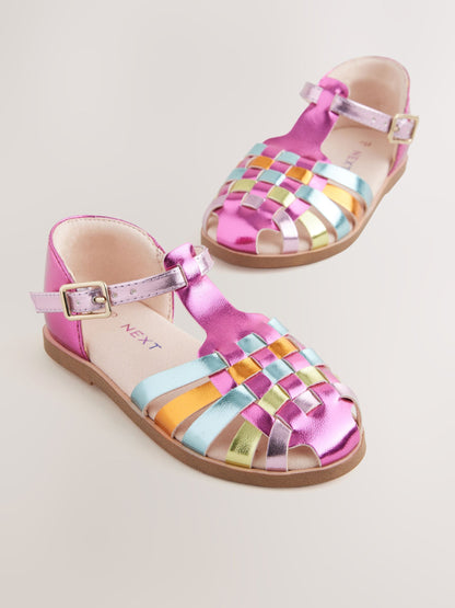 Rainbow Metallic Standard Fit (F) Fisherman Occasion Sandals image 2