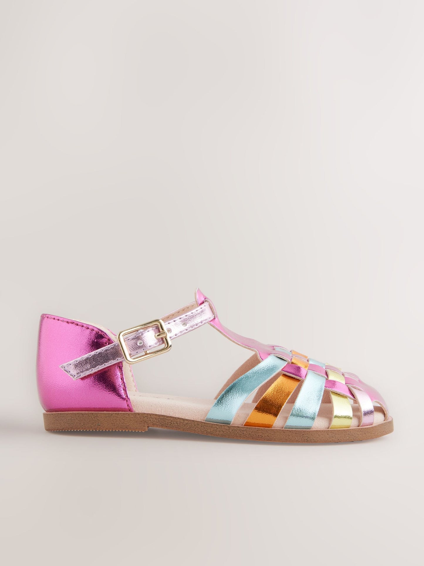 Rainbow Metallic Standard Fit (F) Fisherman Occasion Sandals image 4