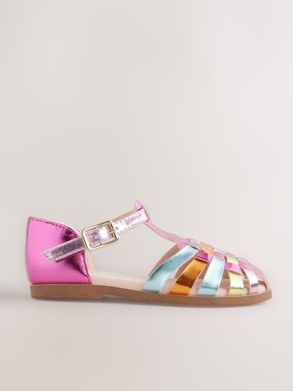 Rainbow Metallic Standard Fit (F) Fisherman Occasion Sandals image 4